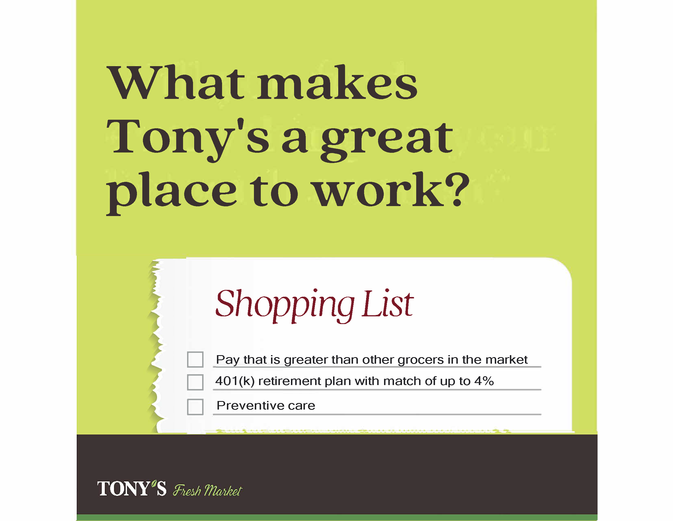 What makes Tony's a great place to work?